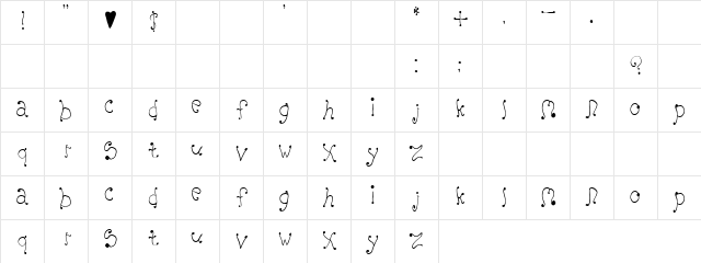 Serifa Regular  glyph index