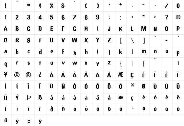 Callimarker Normal  glyph index