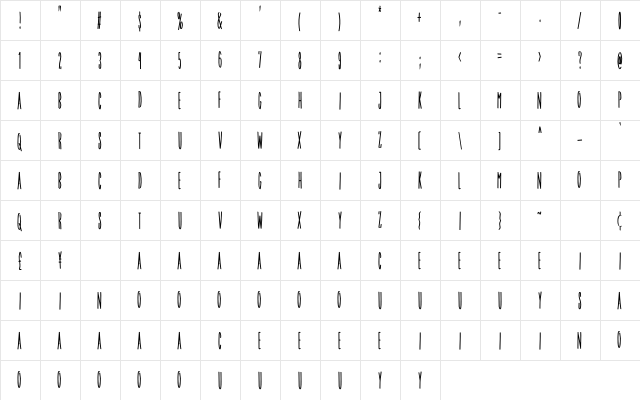 Tele Brush Clean Regular  glyph index