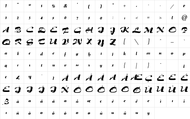 Paprika Regular  glyph index