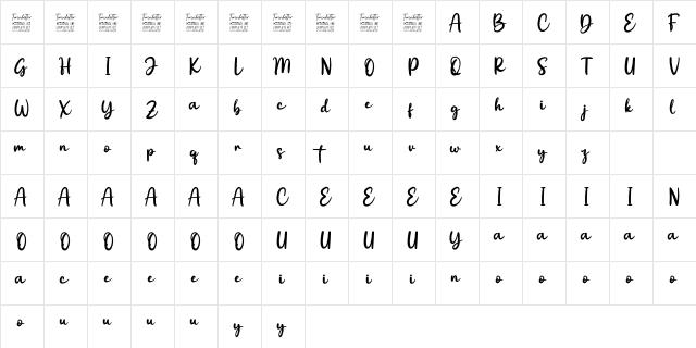 Weetton Personal Use  glyph index