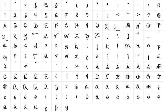 Love & Trust (Hearted) Regular  glyph index