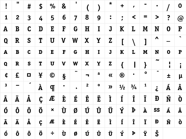OfficinaSerITC BoldSC  glyph index