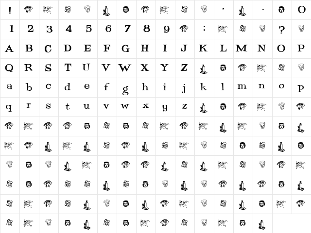 Potrzebie Regular  glyph index