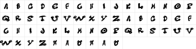 Messy dots Regular  glyph index