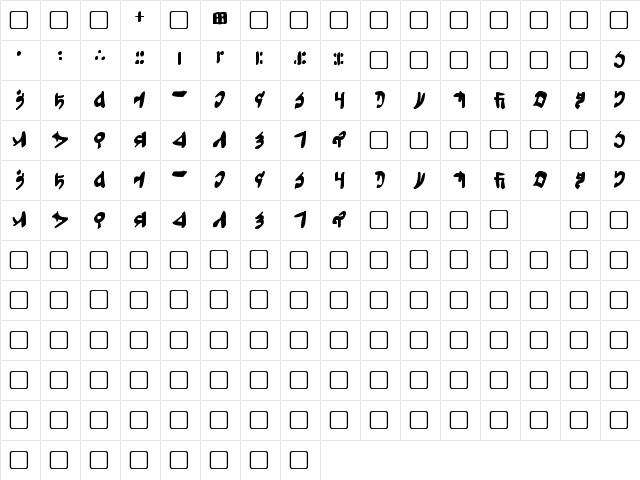 Tuigan Bold  glyph index