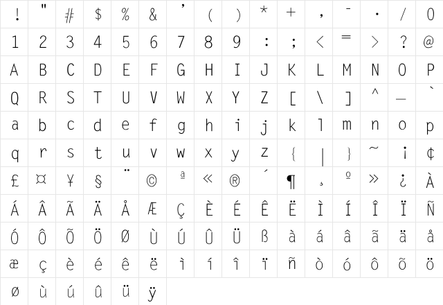 Krosky  Regular Regular  glyph index