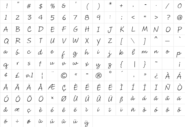 CluffHmk Regular  glyph index