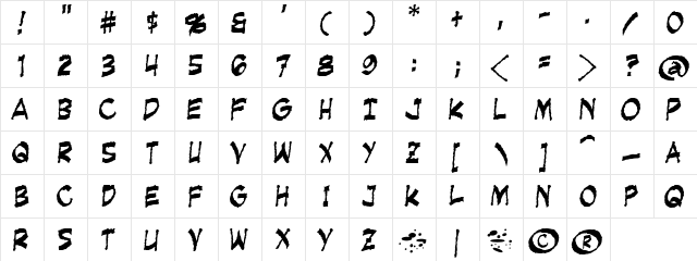 Creeping Evil Regular  glyph index