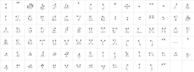 Scrap Flower Regular  glyph index