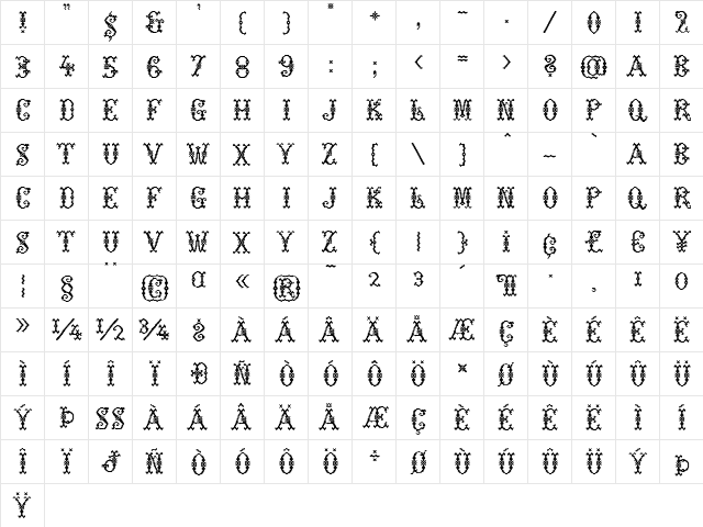 GretelSmooth Regular  glyph index