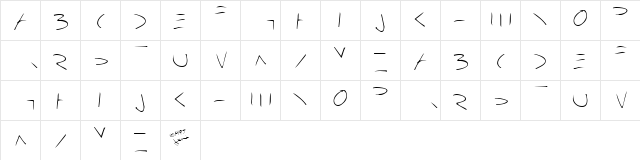 Bleak Future Hand Regular  glyph index