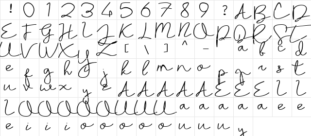 Sayyidati Regular  glyph index