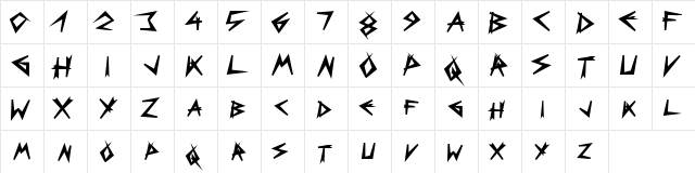 Bizarre Black  glyph index