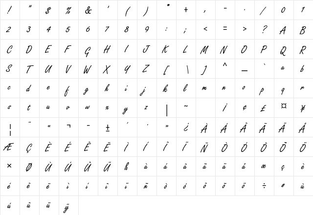 Freestyle Script Std Regular  glyph index