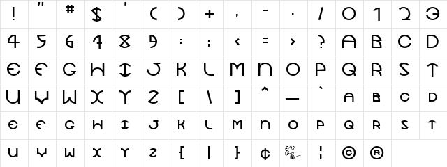 JaySetch Regular  glyph index