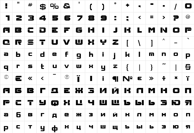 Aksent Normal  glyph index