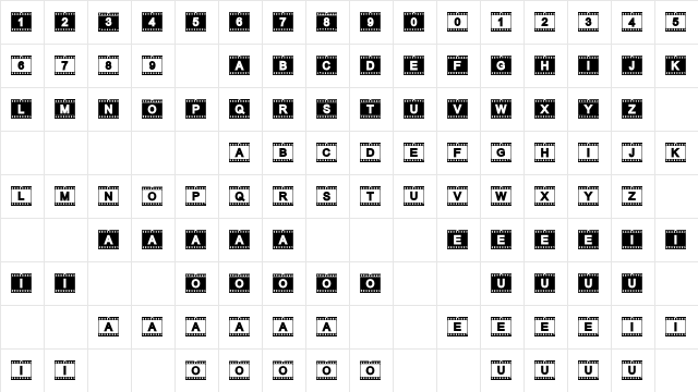 AC Filmstrip Regular  glyph index