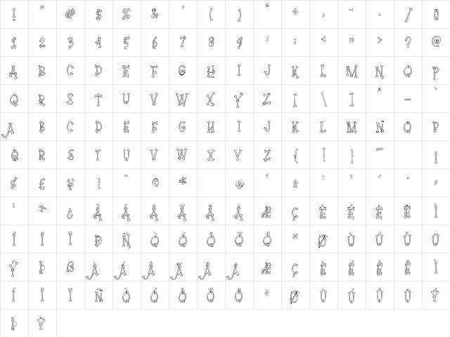 Skull Story Regular  glyph index