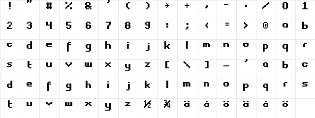 New Regular  glyph index