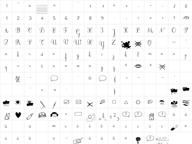DuCahier 2 Regular  glyph index