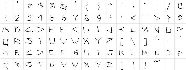 AlphaMouse Regular  glyph index