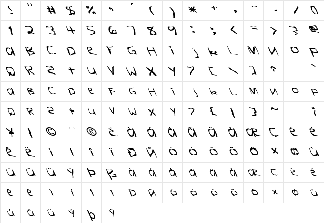 FZ WARPED 26 LEFTY Normal  glyph index