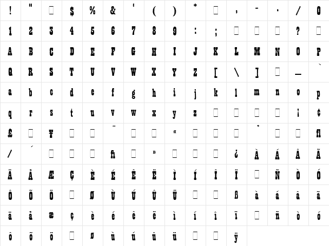 Wanted LET Regular  glyph index
