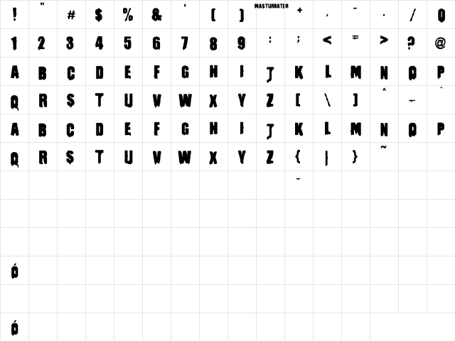 Masturbaor Normal  glyph index