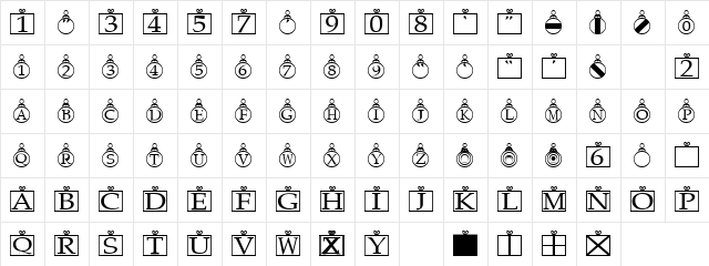 Presentation Set Regular  glyph index