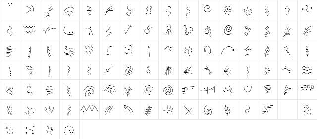 MiniPics ConfettiLight  glyph index