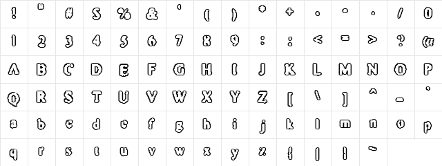 Astro Creep 2 Regular  glyph index