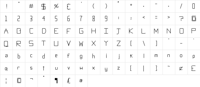 Obti Sans Regular  glyph index
