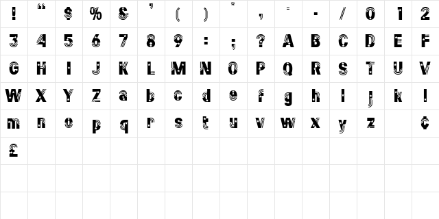 ParadeSSK Regular  glyph index