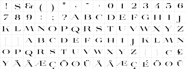 AvianoDidone Bold  glyph index