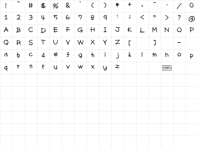 Pencil (sRB) Regular  glyph index