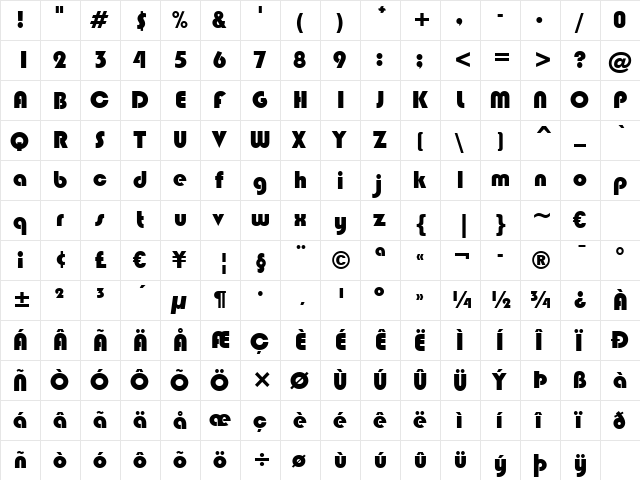 Blippo Blk BT Black  glyph index