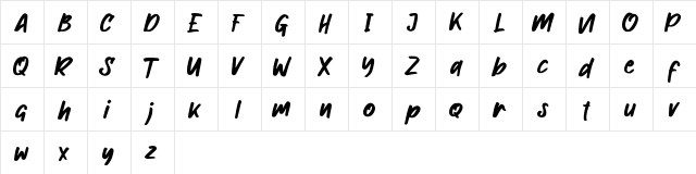 Buckles Regular  glyph index