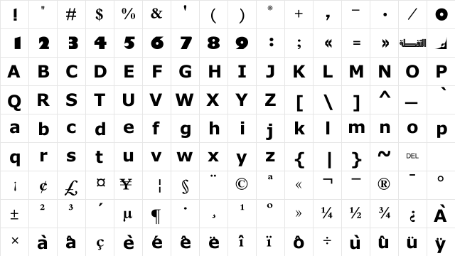Motken noqta Regular  glyph index