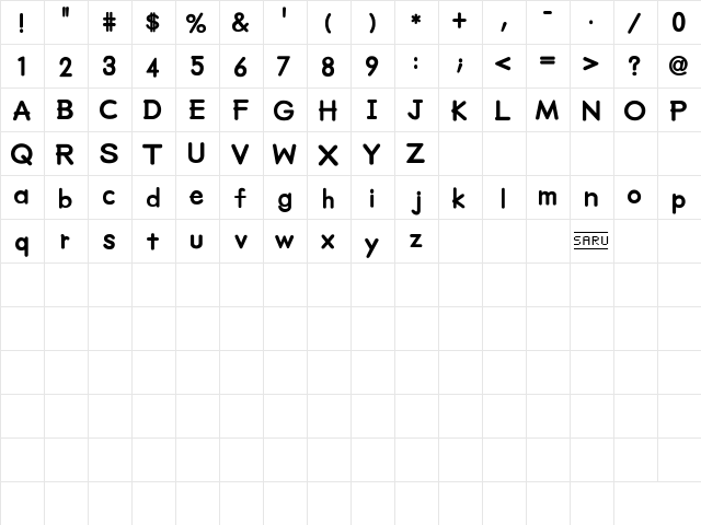 saru (sRB) Regular  glyph index