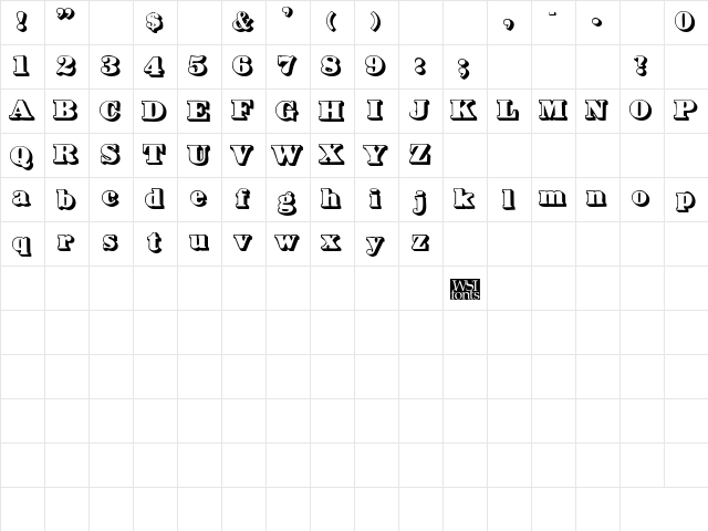 HankyShadow Regular  glyph index