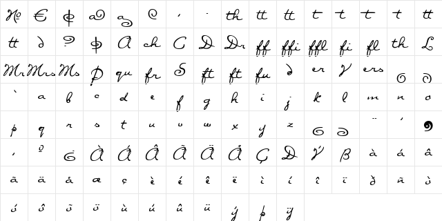 Diva Alt Regular  glyph index