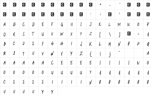 ROUGHER Personal Use  glyph index