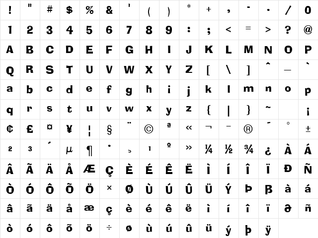 Ad Lib ICG Regular  glyph index