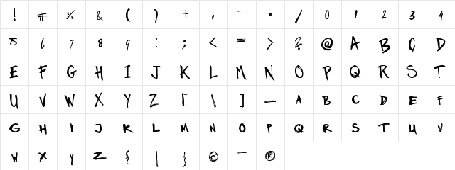 Marker Twins Regular  glyph index