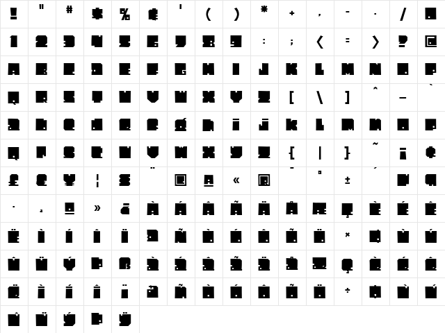 Lump Regular  glyph index