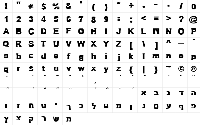 BN-Old Fashion Regular  glyph index
