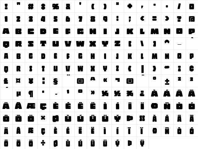 Copal Solid  glyph index