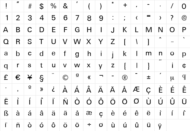 IrvinBecker Regular  glyph index