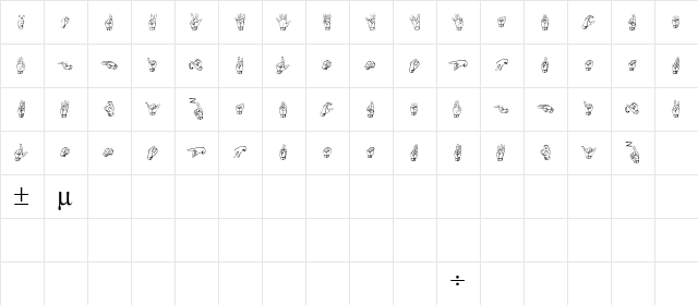 ASLSSK Regular  glyph index